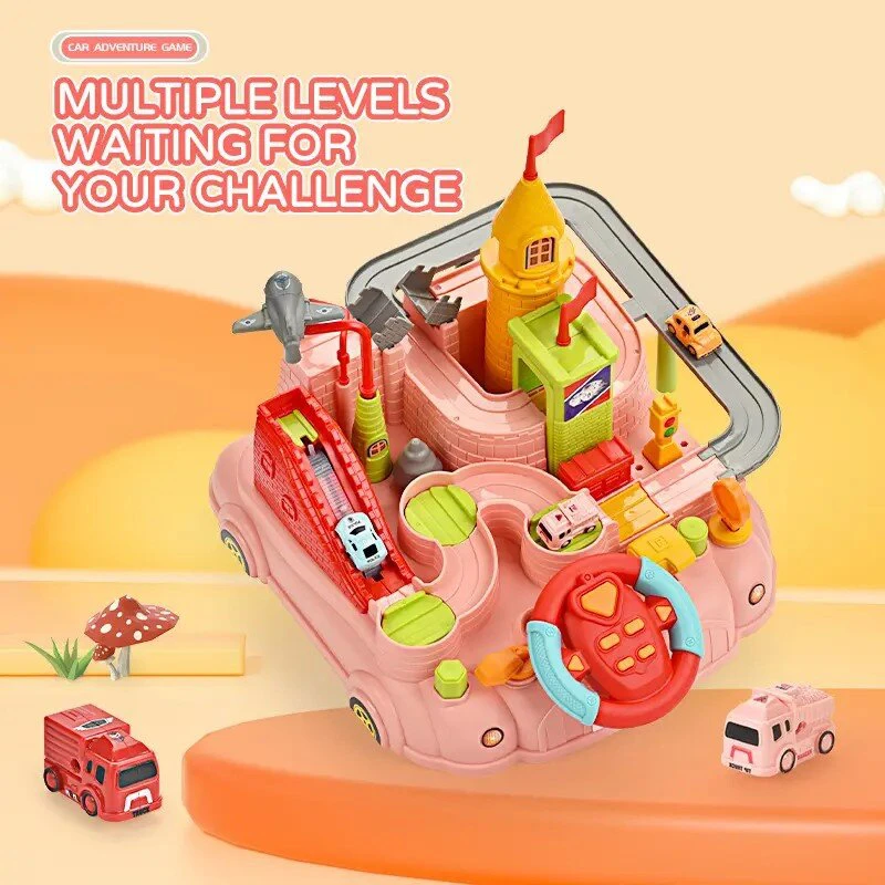 Vaikiška trasa su vairu Car Adventure Game, rožinė