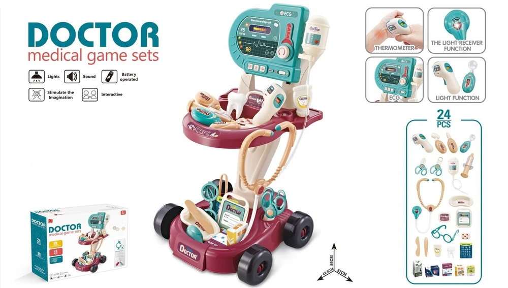 Vaikiškas daktaro rinkinys su vežimėliu Little Doctor