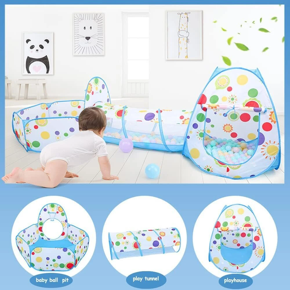 Vaikų žaidimų palapinė su tuneliu Play Tent, mėlyna