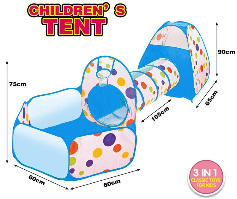 Vaikų žaidimų palapinė su tuneliu Play Tent, mėlyna