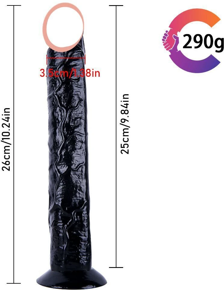 Varpos imitatorius Strap On Long Dildo, juoda