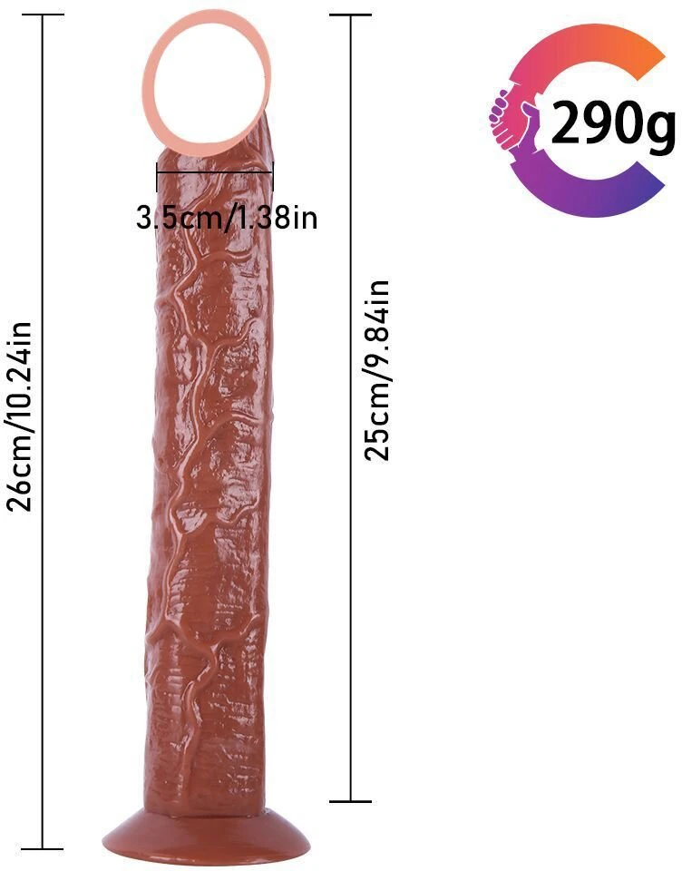 Varpos imitatorius Strap On Long Dildo, rudas