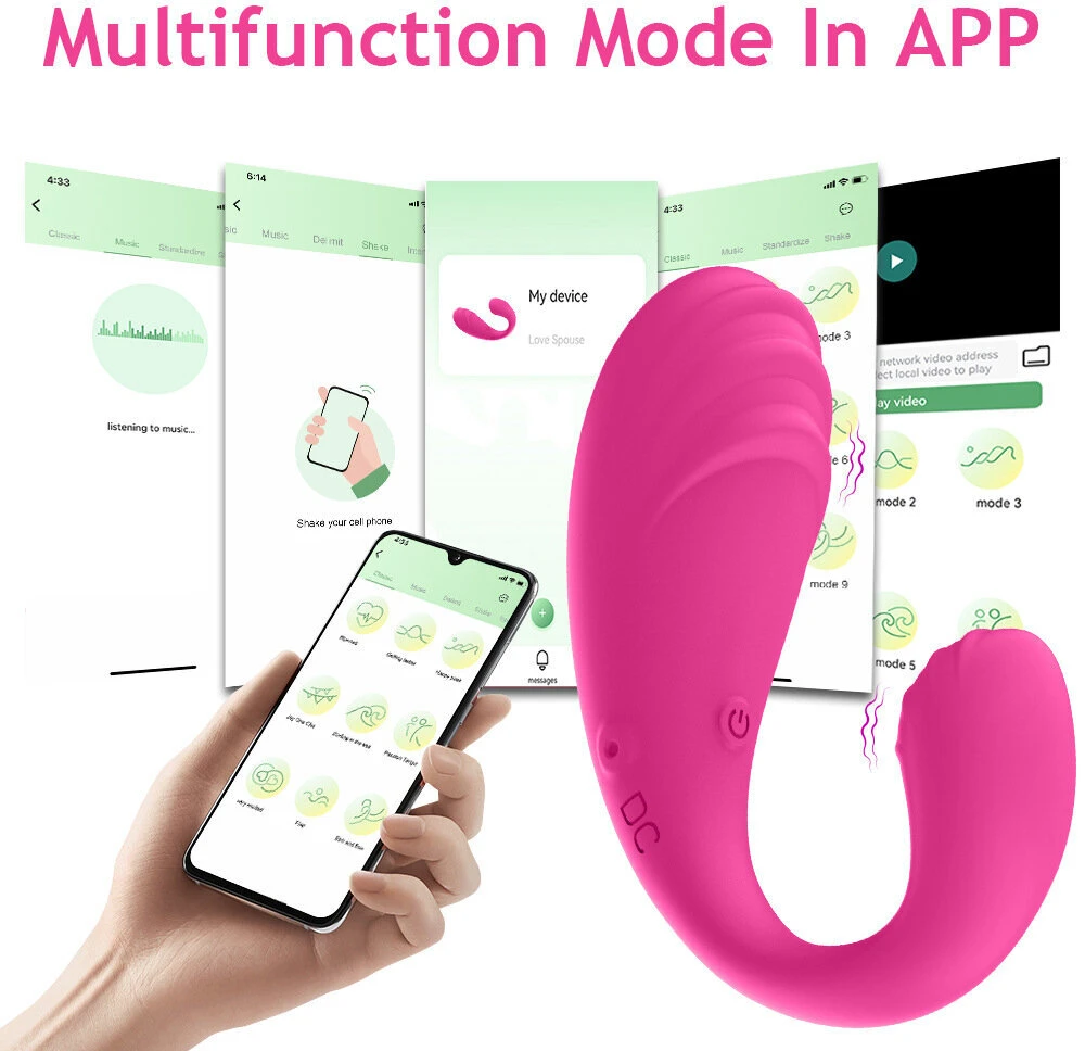 Vibratoriai valdomi nuotoliniu būdu APP Control, rožinis