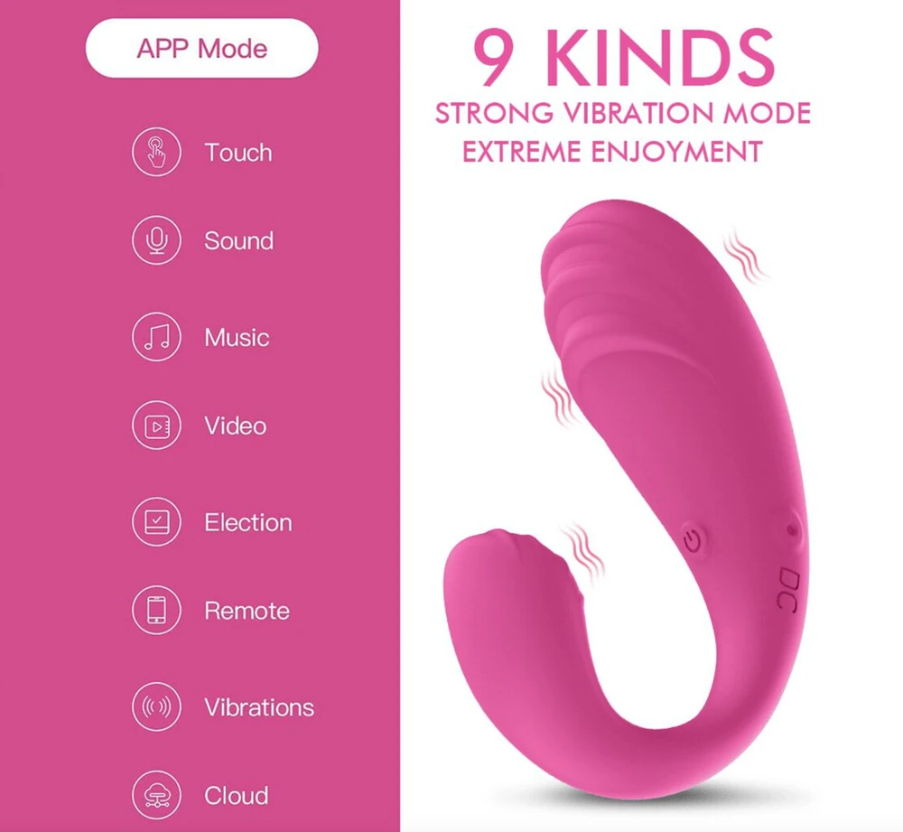 Vibratoriai valdomi nuotoliniu būdu APP Control, rožinis