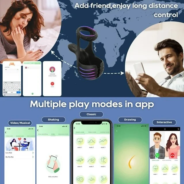 Vibratoriaus varpos žiedas su programėlės valdymu