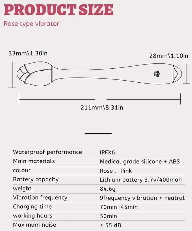 Vibratorius Rose Stick, rožinis