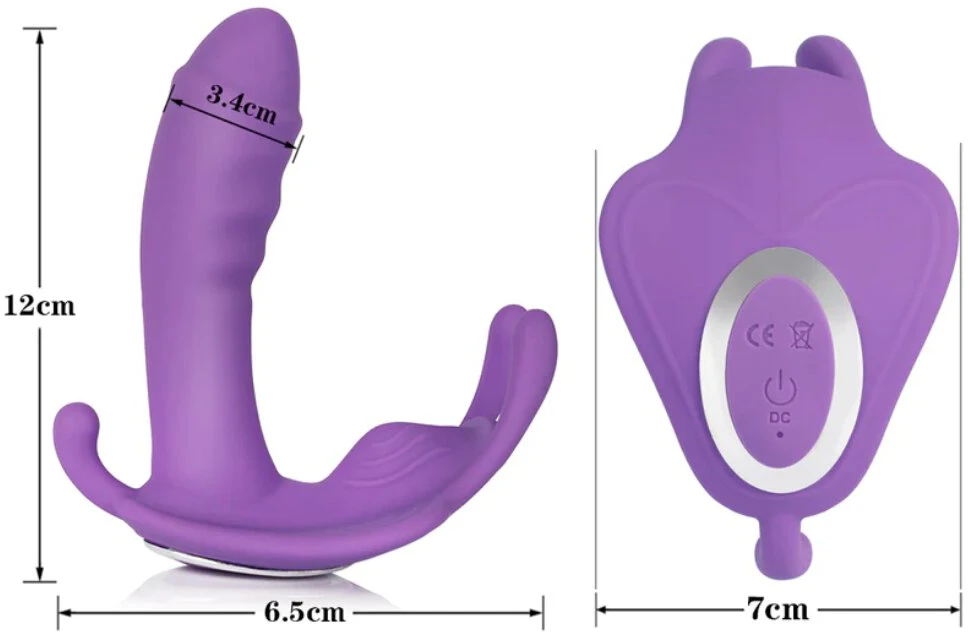 Vibratorius su nuotolinio valdymo pulteliu Dildo Butterfly, violetinė
