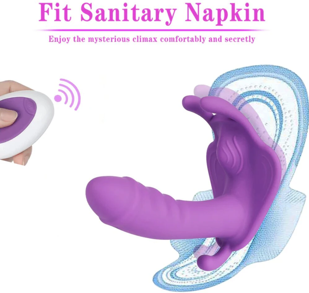 Vibratorius su nuotolinio valdymo pulteliu Dildo Butterfly, violetinė
