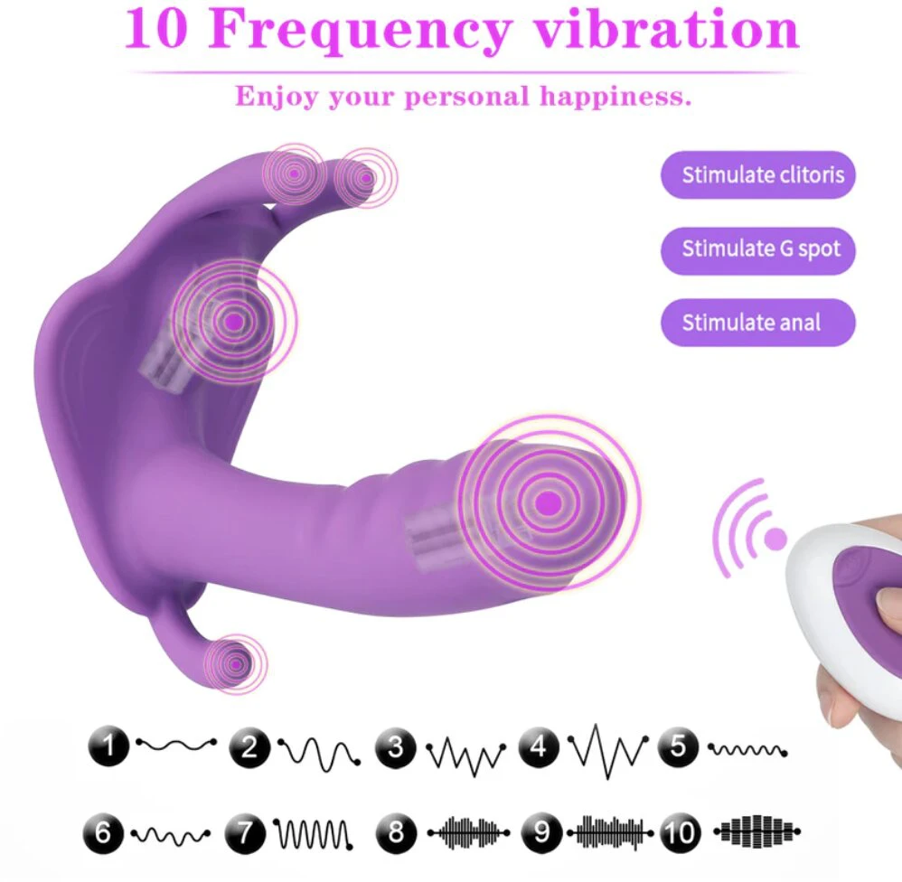 Vibratorius su nuotolinio valdymo pulteliu Dildo Butterfly, violetinė