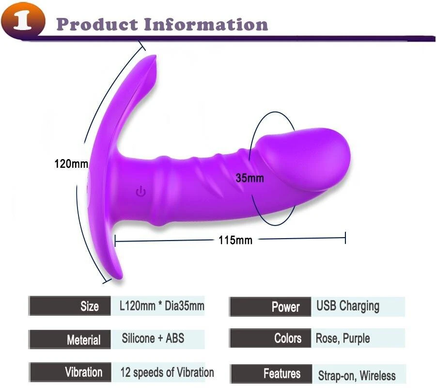 Vibruojantis dildo Butterfly Remote Control, rožinis