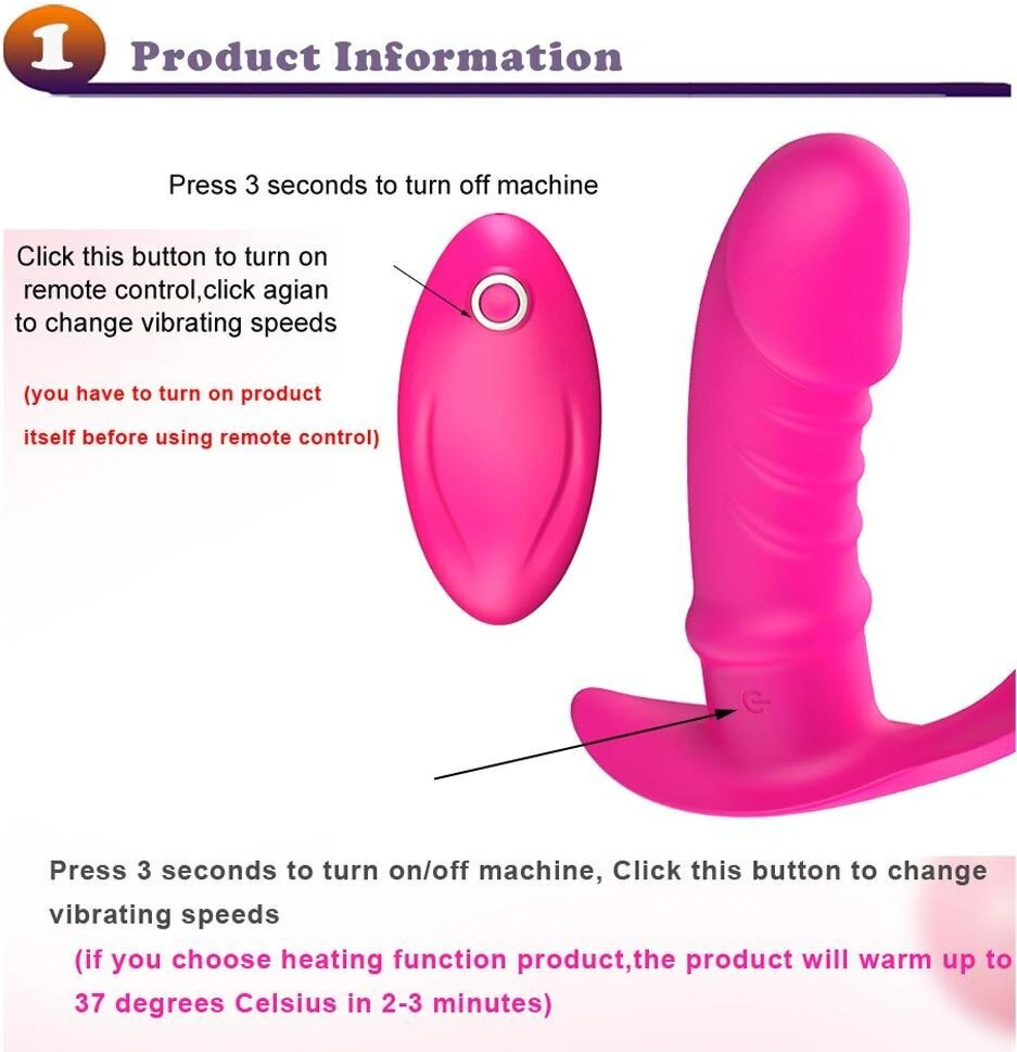 Vibruojantis dildo Butterfly Remote Control, rožinis