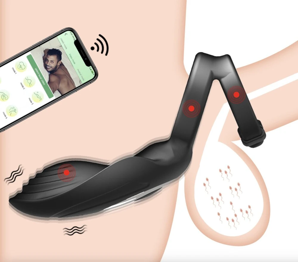 Vibruojantis žiedas su nuotolinio valdymo pulteliu APP Control
