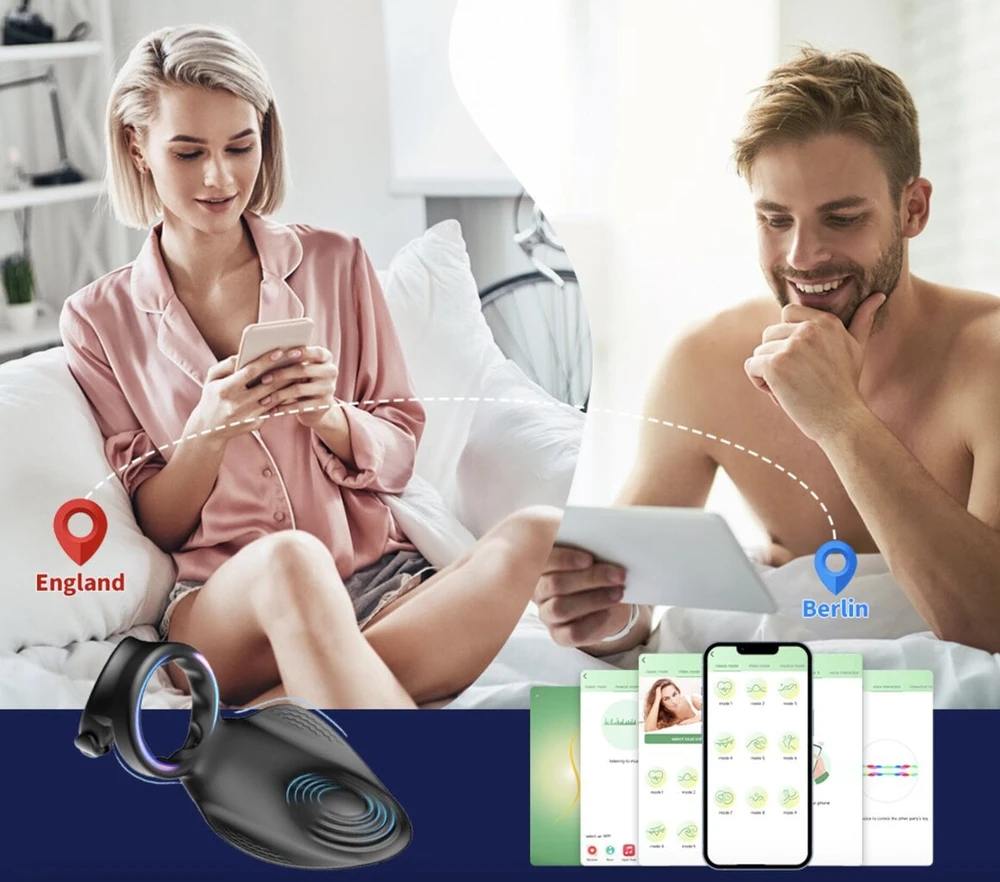 Vibruojantis žiedas su nuotolinio valdymo pulteliu APP Control