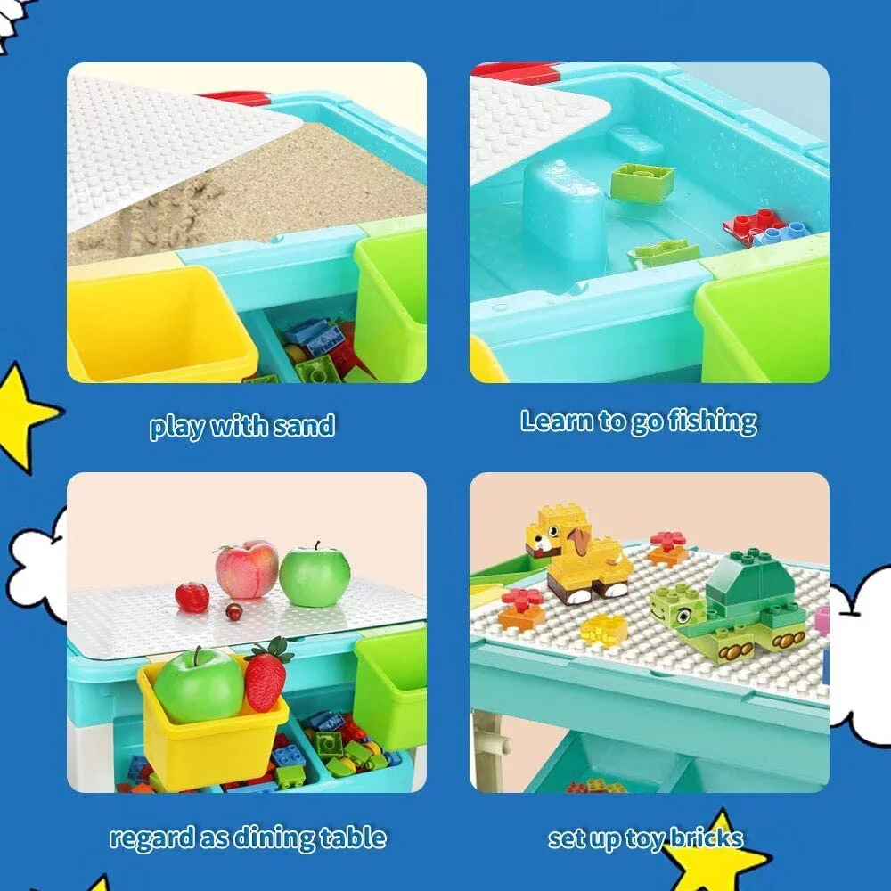 Žaidimų stalas su statybiniu komplektu