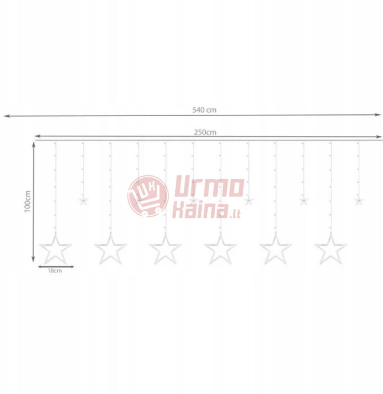 138 LED girlianda Užuolaida - Krioklys žvaigždės USB