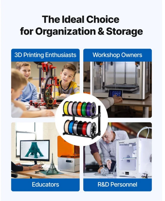 2 lentynų sieninis 3D spausdintuvo plastiko stovas