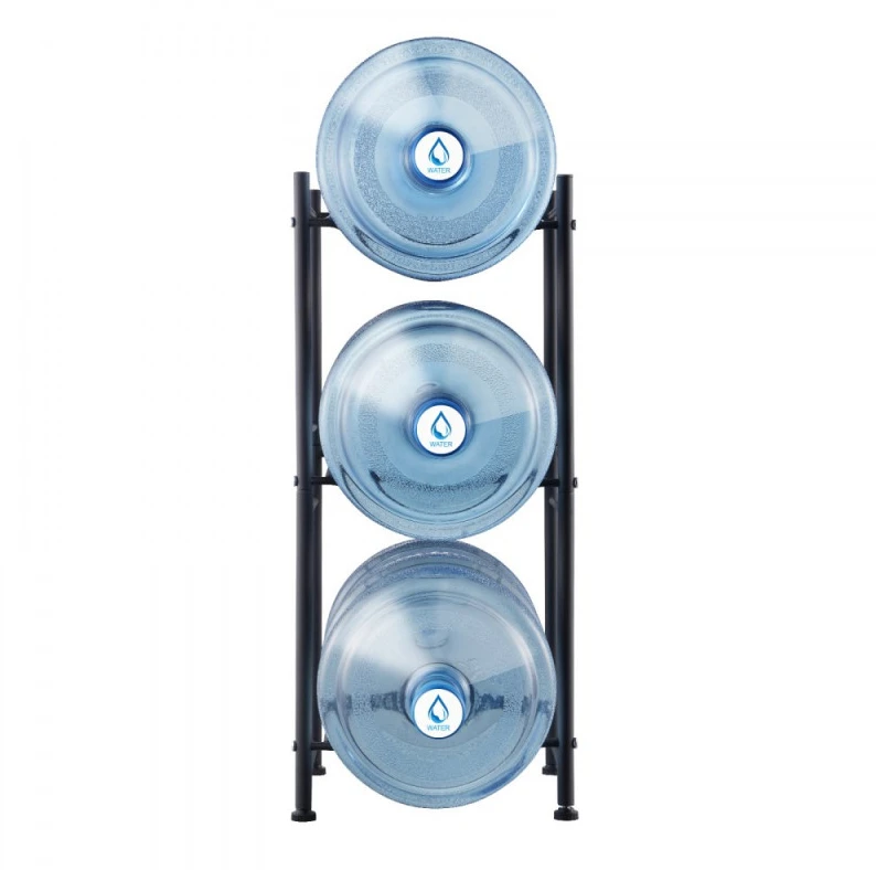 3 lentynų vandens butelių (19 l) stovas, vienos eilės, 3 buteliams V02