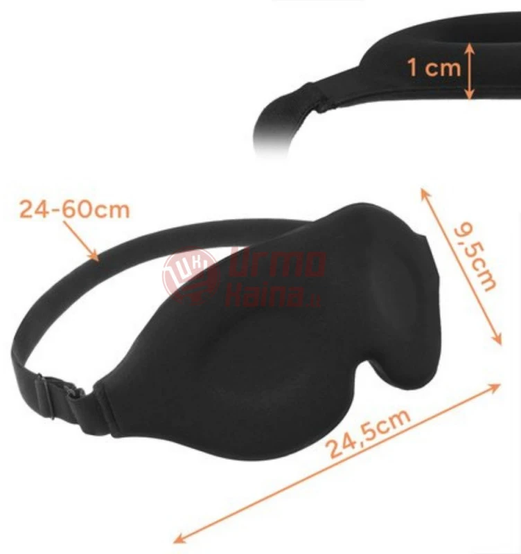 3D miego kaukė unisex juoda