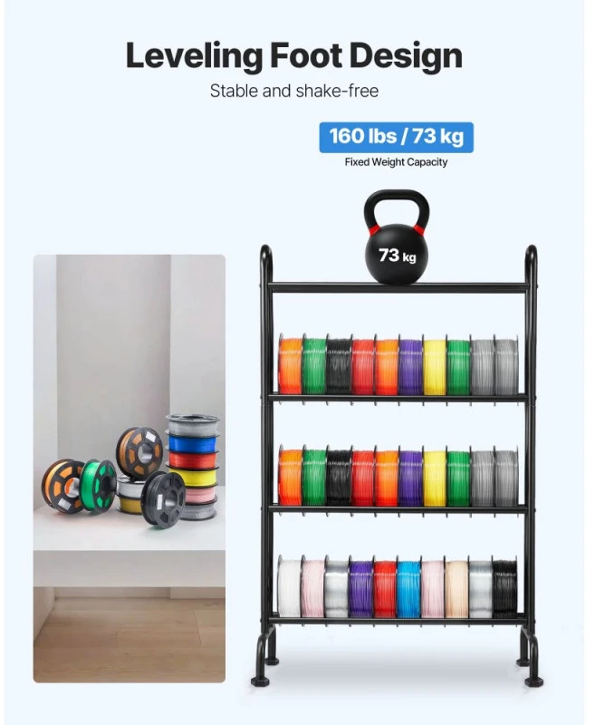 4 lentynų 3D spausdintuvo plastiko stovas su ratukais V02