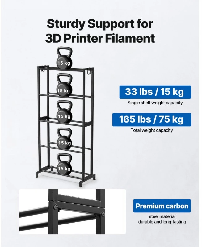 5 lentynų 3D spausdintuvo plastiko stovas