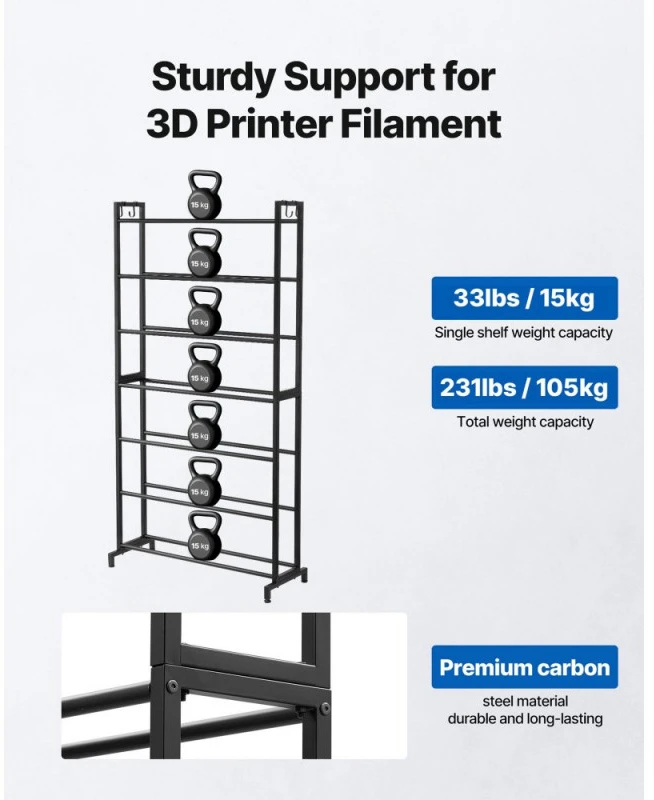 7 lentynų 3D spausdintuvo plastiko stovas