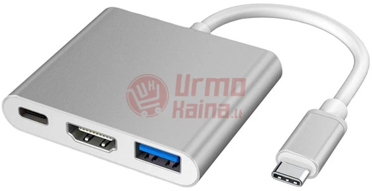 Adapteris 3in1 USB3.0 TYPE-C HDMI 4K