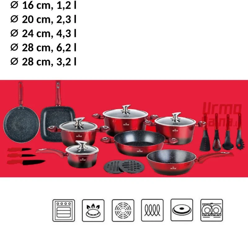 Akmens masės 21 dalies puodų rinkinys ZL-8541