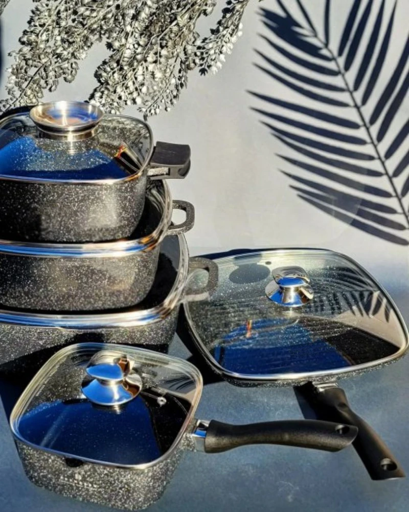 Akmens masės puodų rinkinys GraniteCook Elite BERIMAX 10 dalių