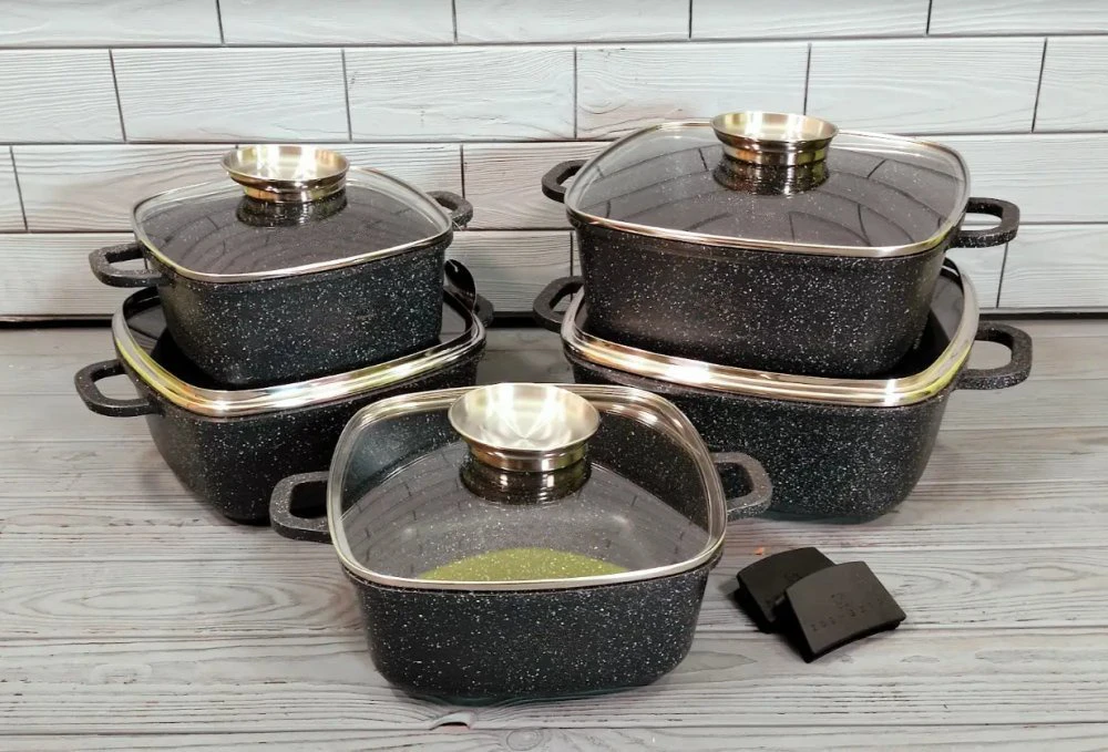 Akmens masės puodų rinkinys StoneChef Prime BERIMAX 10 dalių