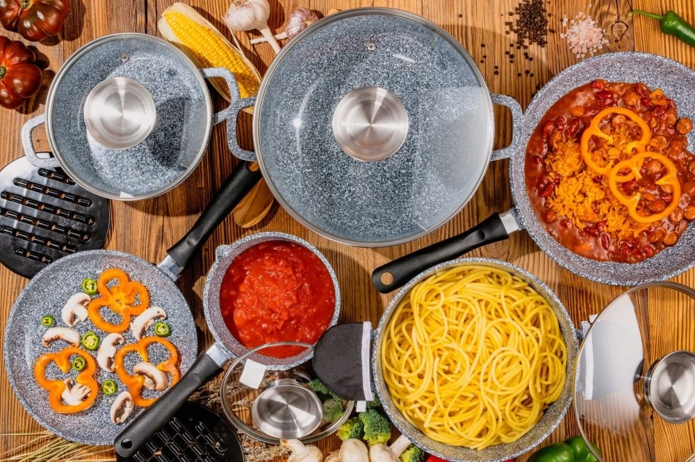 Akmens masės puodų rinkinys StoneCook SC17 BERIMAX 17 dalių