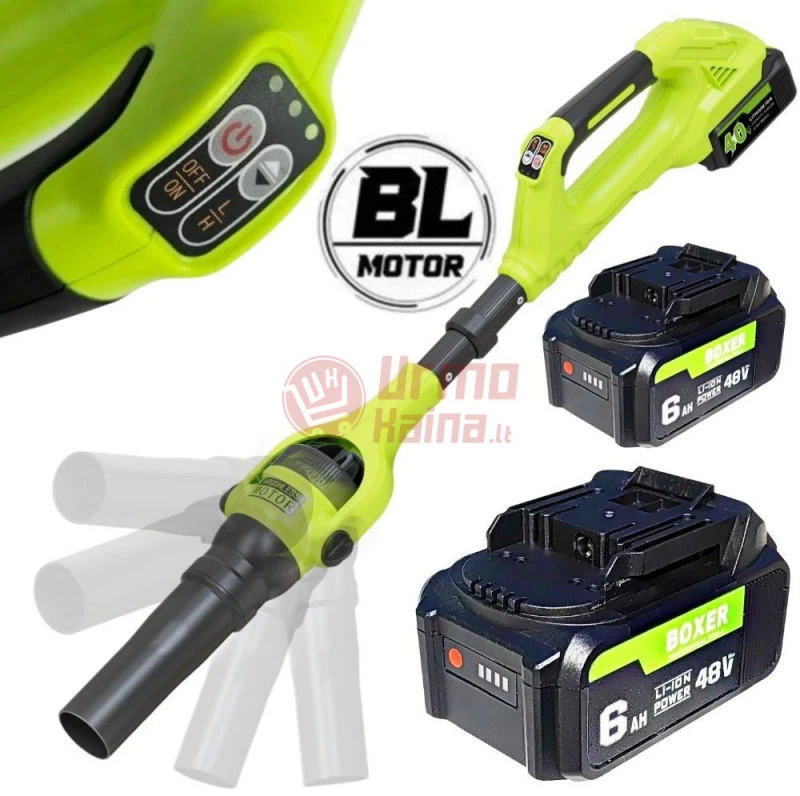 Akumuliatorinis lapų pūstuvas Boxer BX111 800 m³/h su 2 akumuliatoriais