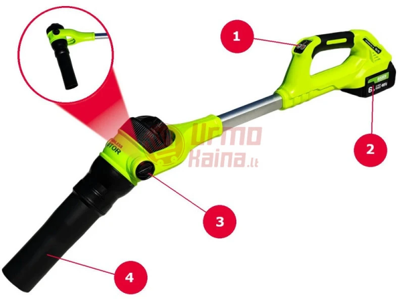 Akumuliatorinis lapų pūstuvas Boxer BX111 800 m³/h su 2 akumuliatoriais