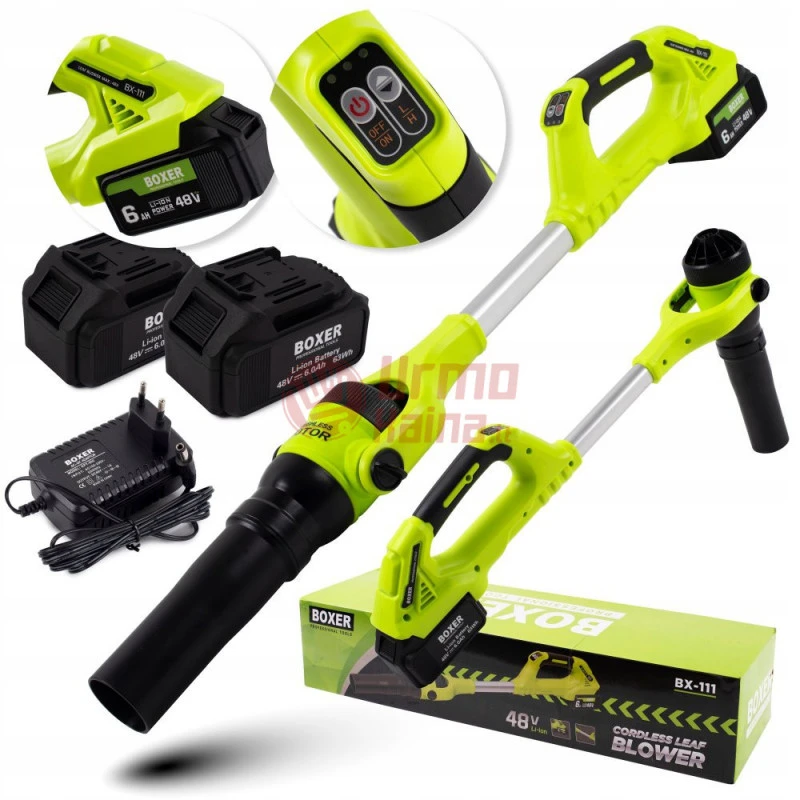 Akumuliatorinis lapų pūstuvas Boxer BX111 800 m³/h su 2 akumuliatoriais