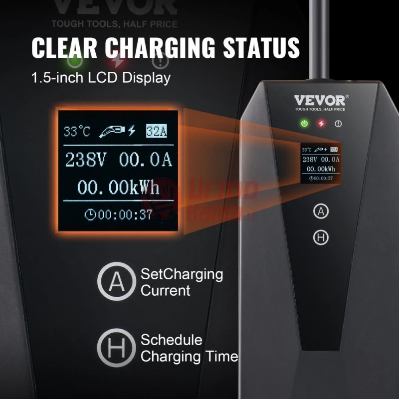 Nešiojamas EV įkroviklis VE03 Type2 37 kW 16A LCD