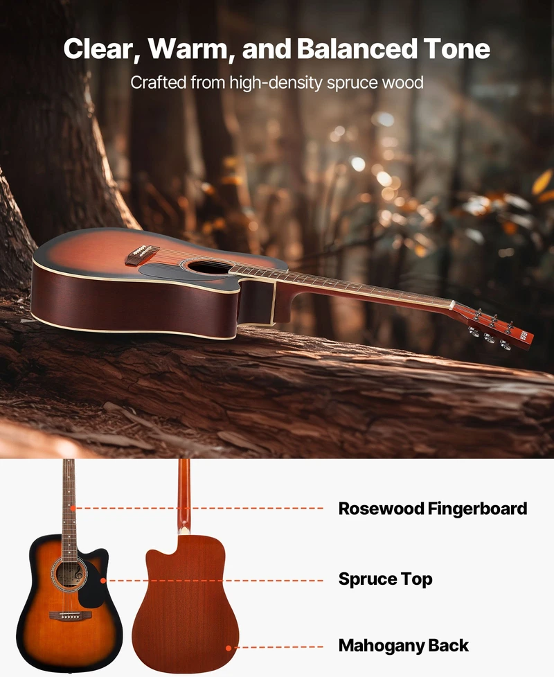 Akustinė gitara Cutaway 41 col. (1041.4 mm) su minkštu dėklu