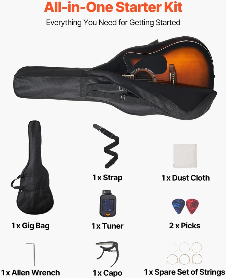 Akustinė gitara Cutaway 41 col. (1041.4 mm) su minkštu dėklu