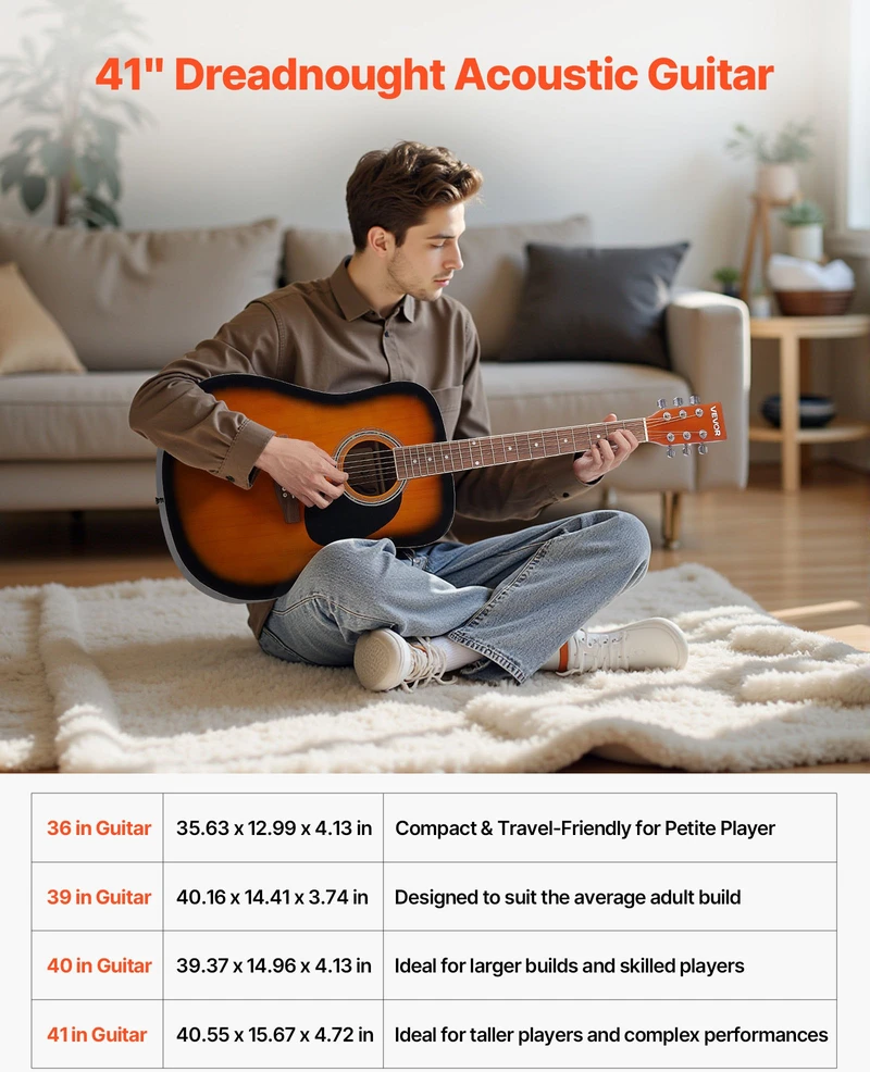 Akustinė gitara Dreadnought 41 col. (1041.4 mm). 6 stygos. sunburst spalvos
