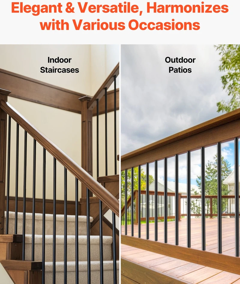 Aliuminio laiptų baliustrai. apvalus metalinis vandeniui atsparus turėklas terasai. matinė juoda spalva. 19 x 813 mm. 51 vnt.