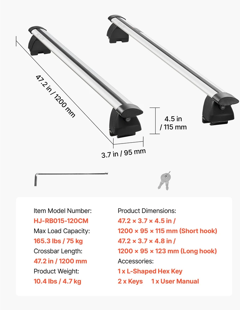 Aliuminio stogo bagažinės skersiniai automobiliui/visureigiui. 2vnt. apkrova iki 75kg. ilgis 1200mm