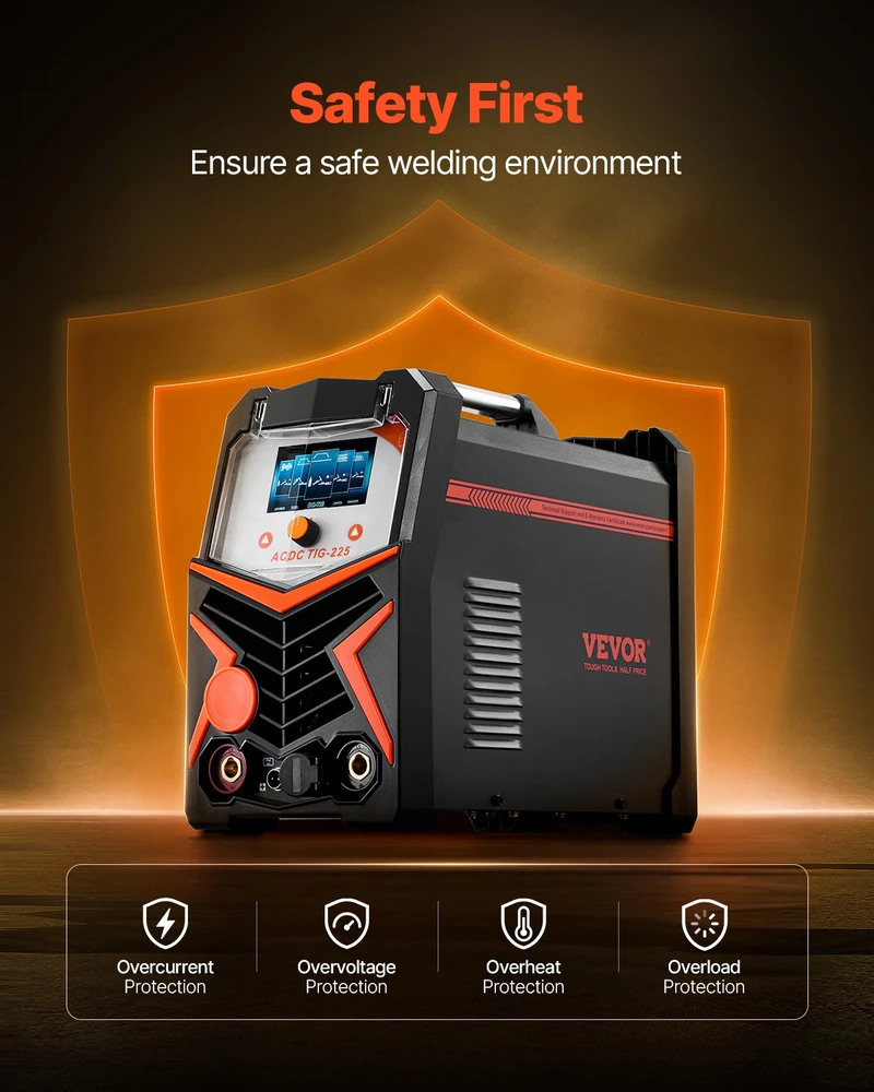 Aliuminio TIG suvirinimo aparatas 225A TIG AC/DC/impulsinis LED ekranas
