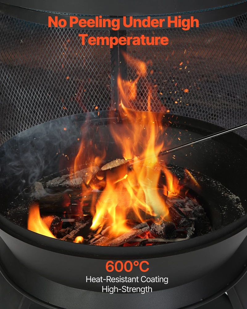 Atspari aukštai temperatūrai kaminų krosnelė (chiminea) 559 mm. rutulio formos geležinis kaminas barbekiu ir šildymui