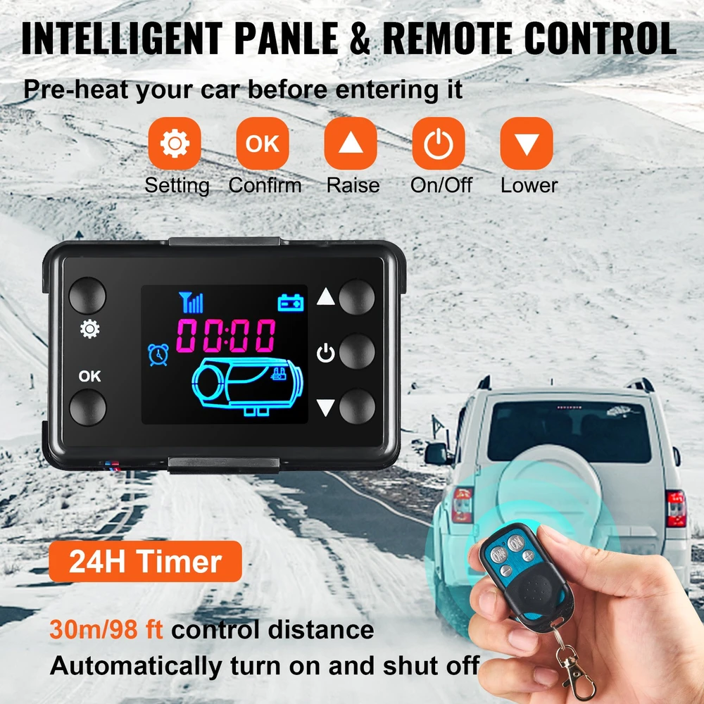 Automobilinis dyzelinis stovėjimo šildytuvas 12V 8kW. LCD termostatas. nuotolinis valdymas
