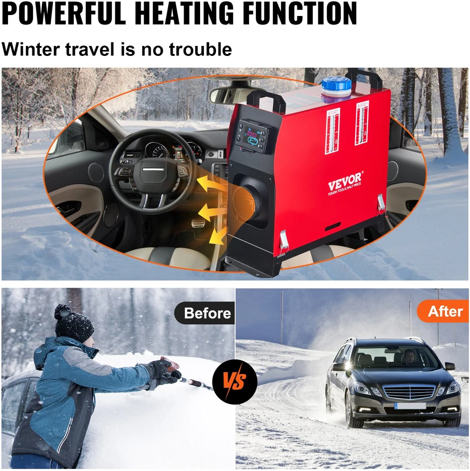 Automobilinis dyzelinis stovėjimo šildytuvas 12V 8kW. LCD termostatas. nuotolinis valdymas