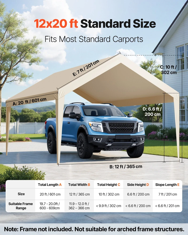 Automobilio garažo palapinės stogelis. viršutinė danga garažo palapinei. 6.09 x 3.65 x 3.05 m. atsparus UV spinduliams