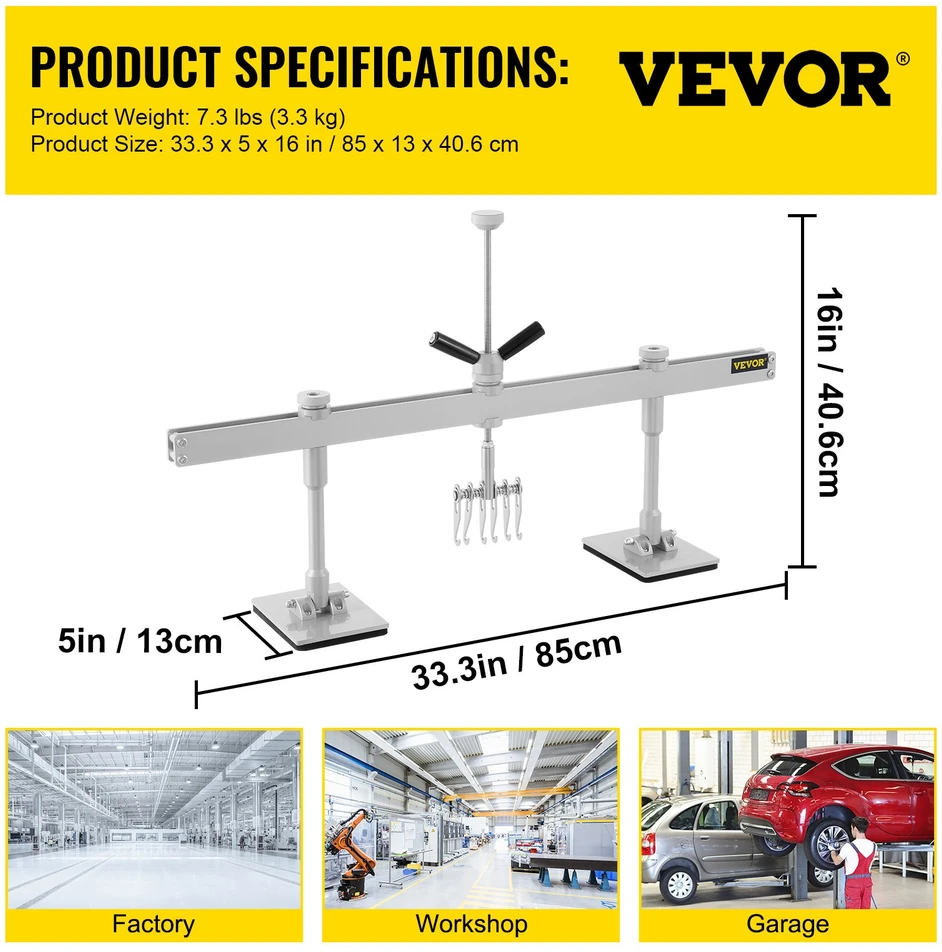 Automobilio įlenkimų taisymo svertų komplektas 85cm 6 kabliai