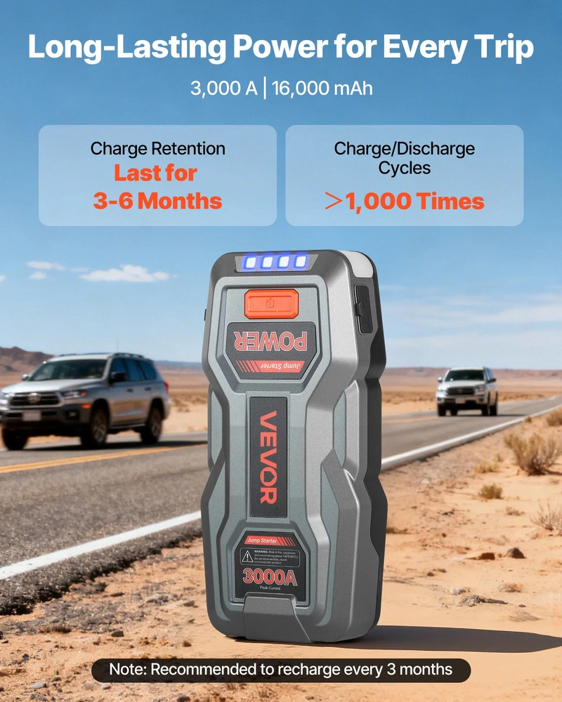Automobilio paleidiklis-akumuliatorius. 3000A. ličio. 12V. su žibintuvėliu