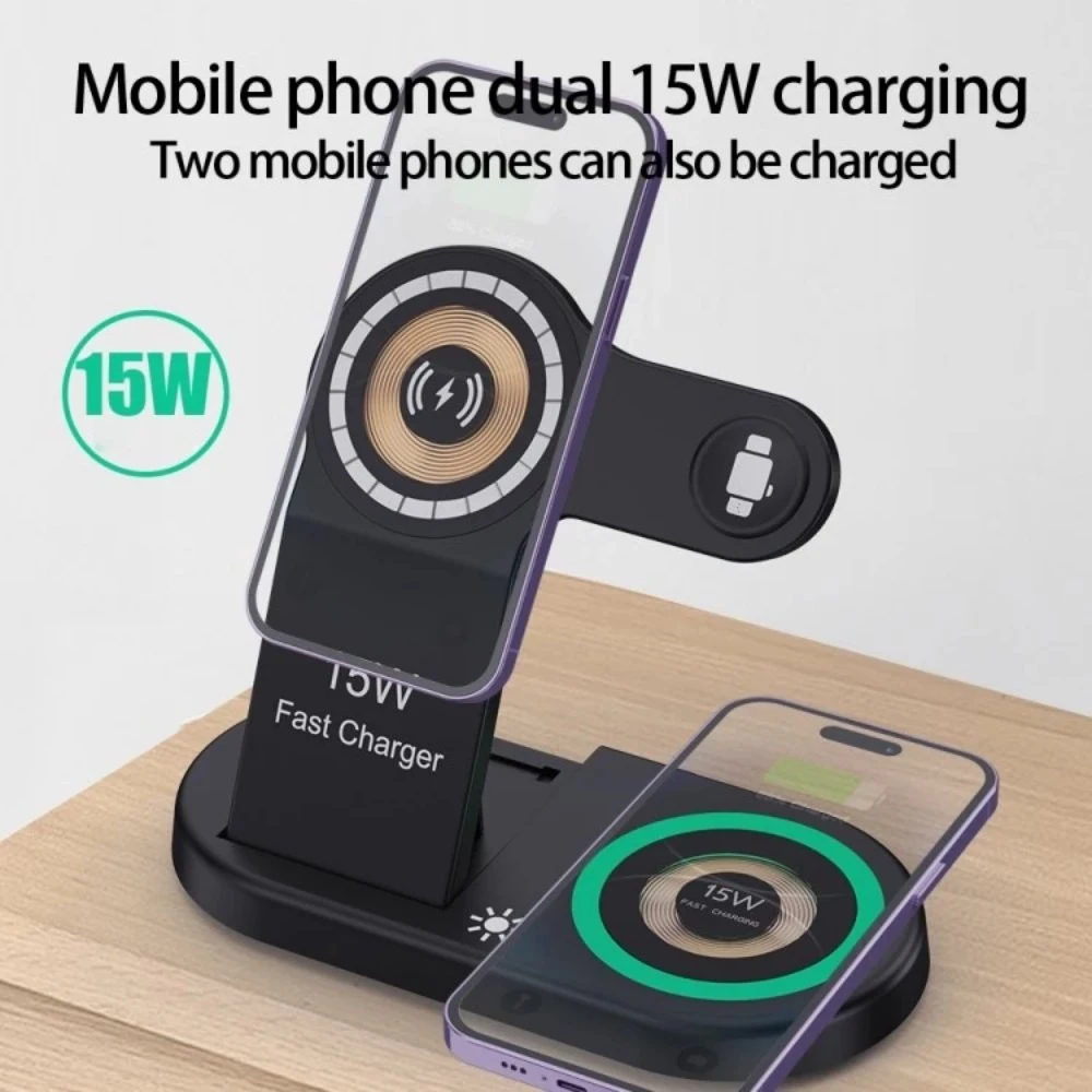 Belaidė įkrovimo stotelė telefonui 4in1