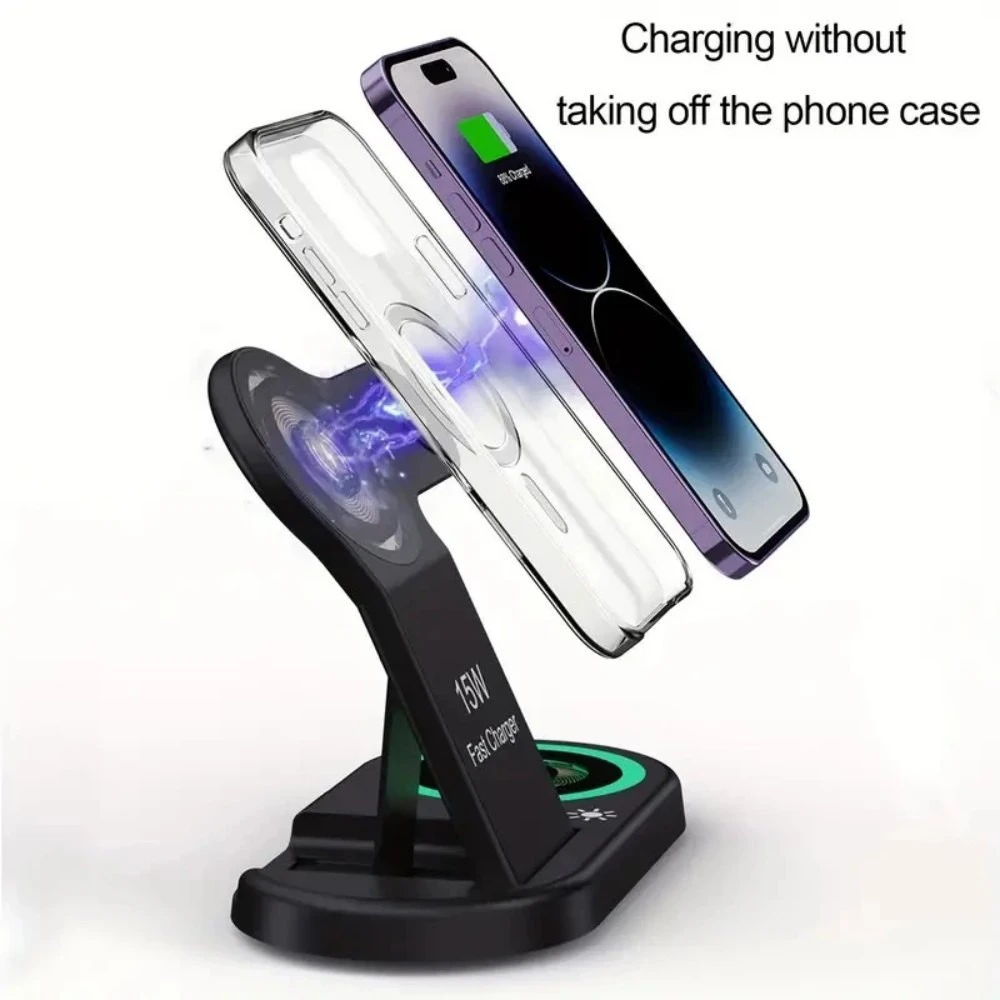 Belaidė įkrovimo stotelė telefonui 4in1