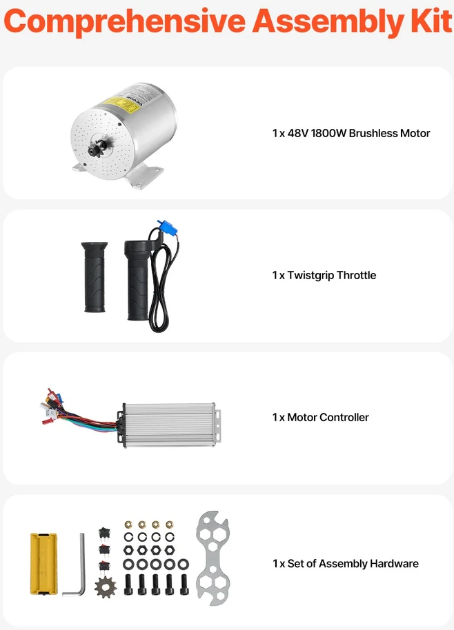 Belaikojo elektros variklio rinkinys 1800 W 48 V 4500 aps./min.