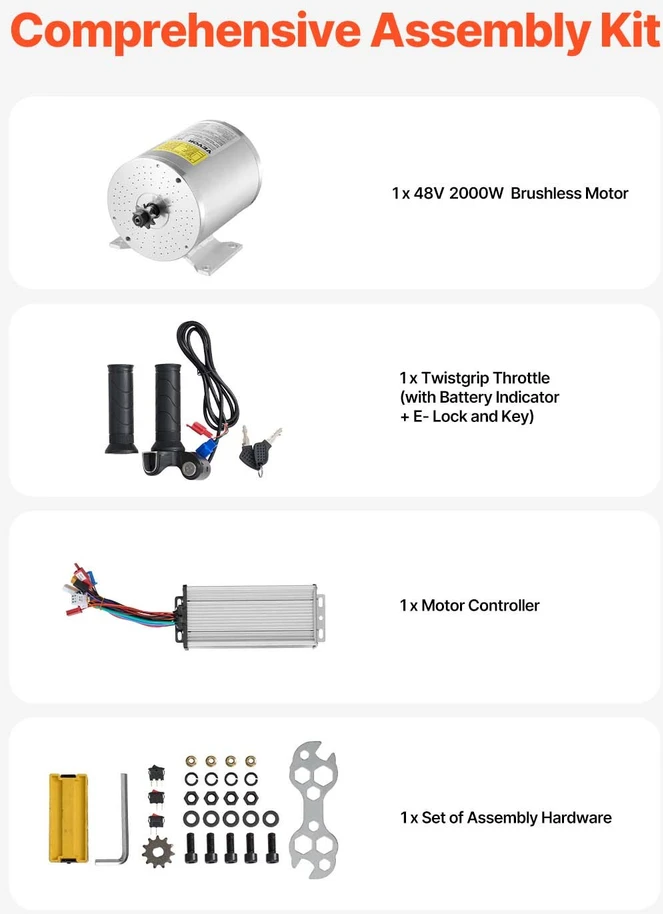 Belaikojo elektros variklio rinkinys 2000 W 48 V 4300 aps./min.